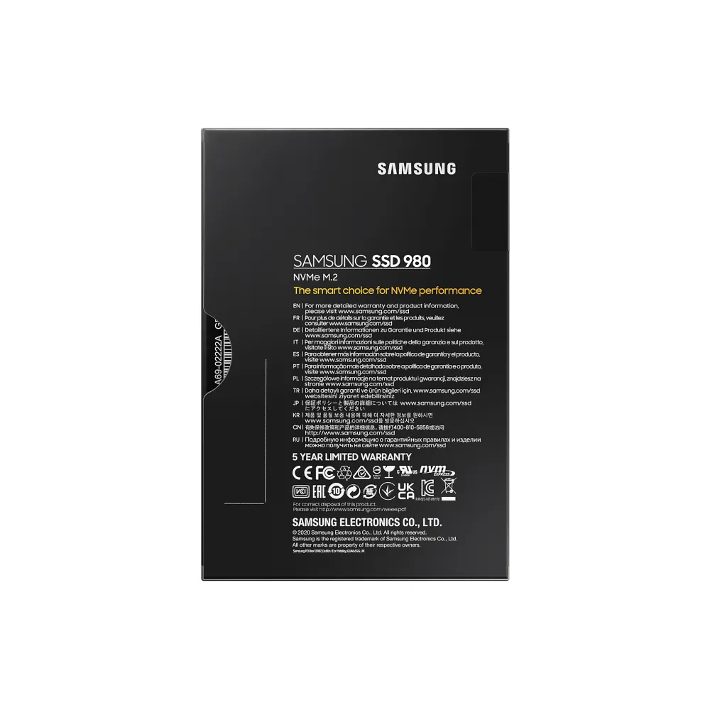 Samsung 980 SSD 500GB M.2 NVMe PCIe 3.0 3100/2600 MB/s