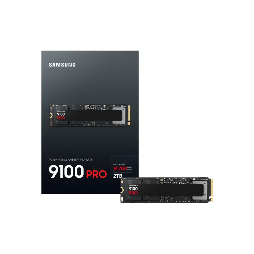Samsung 9100 PRO SSD 2TB M.2 NVMe PCIe 5.0 con velocità di lettura: 14700 MB/s 2200000 IOPS e velocità di scrittura: 13400 MB/s 2600000 IOPS