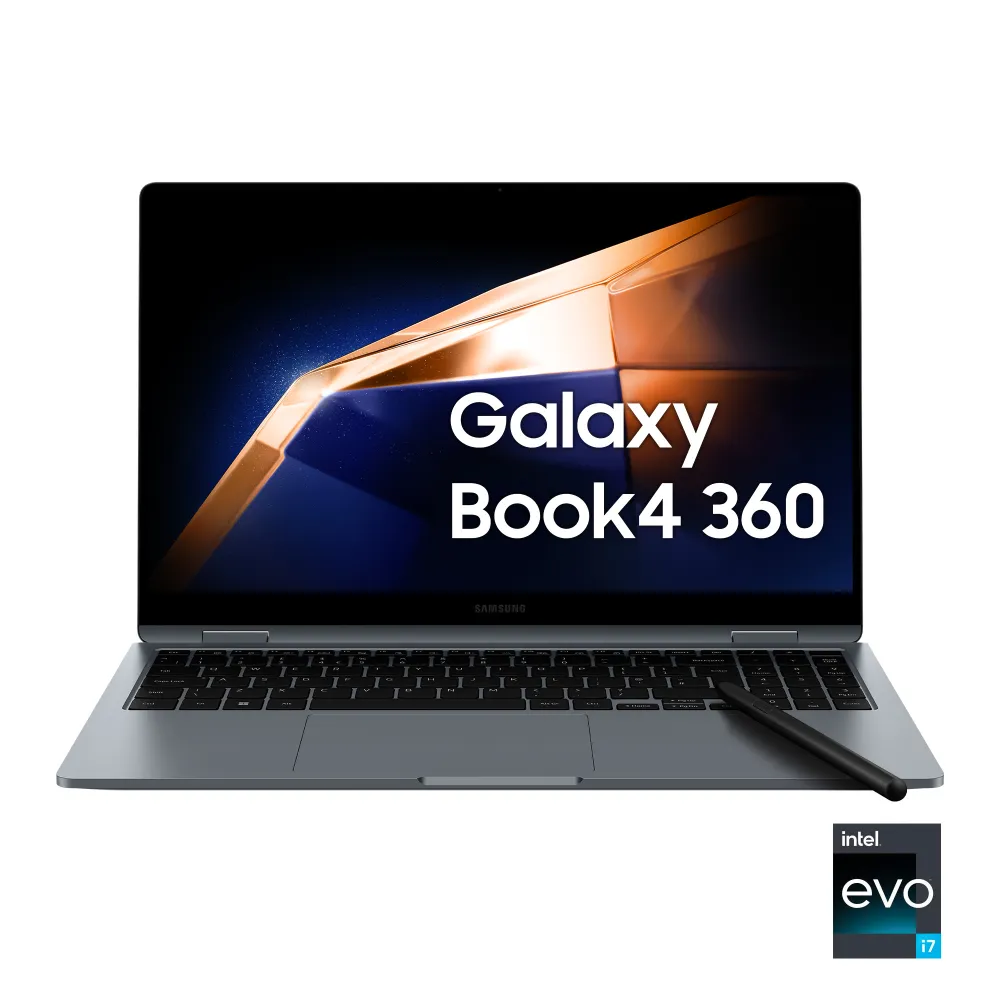 Samsung Galaxy Book4 360 Intel Core 7 150U Ibrido (2 in 1) 39,6 cm (15.6") Touch screen Full HD 16 GB LPDDR5-SDRAM 512 GB SSD Wi-Fi 6E (802.11ax) Windows 11 Pro Grigio