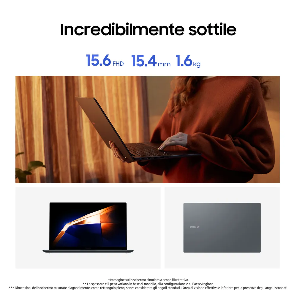 Samsung Galaxy Book4 Intel Core 7 150U Notebook 39,6 cm (15.6") Full HD 16 GB LPDDR4x-SDRAM 1 TB SSD NVIDIA GeForce MX570 Wi-Fi 6 (802.11ax) Windows 11 Pro Grigio