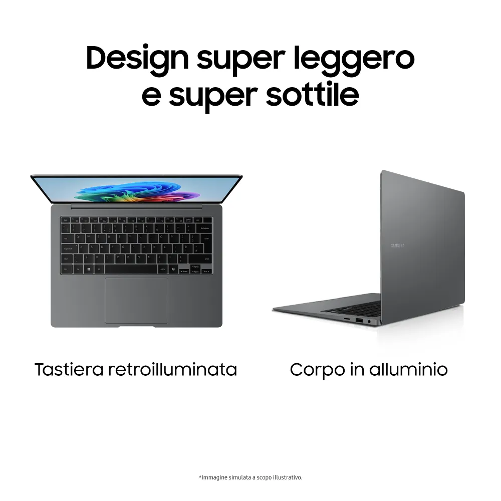 Samsung Galaxy Book5 Pro Intel Core Ultra 7 256V Notebook (14") Touch screen WQXGA+ 16 GB LPDDR5x-SDRAM 512 GB SSD Wi-Fi 7 (802.11be) Windows 11 Home Grigio