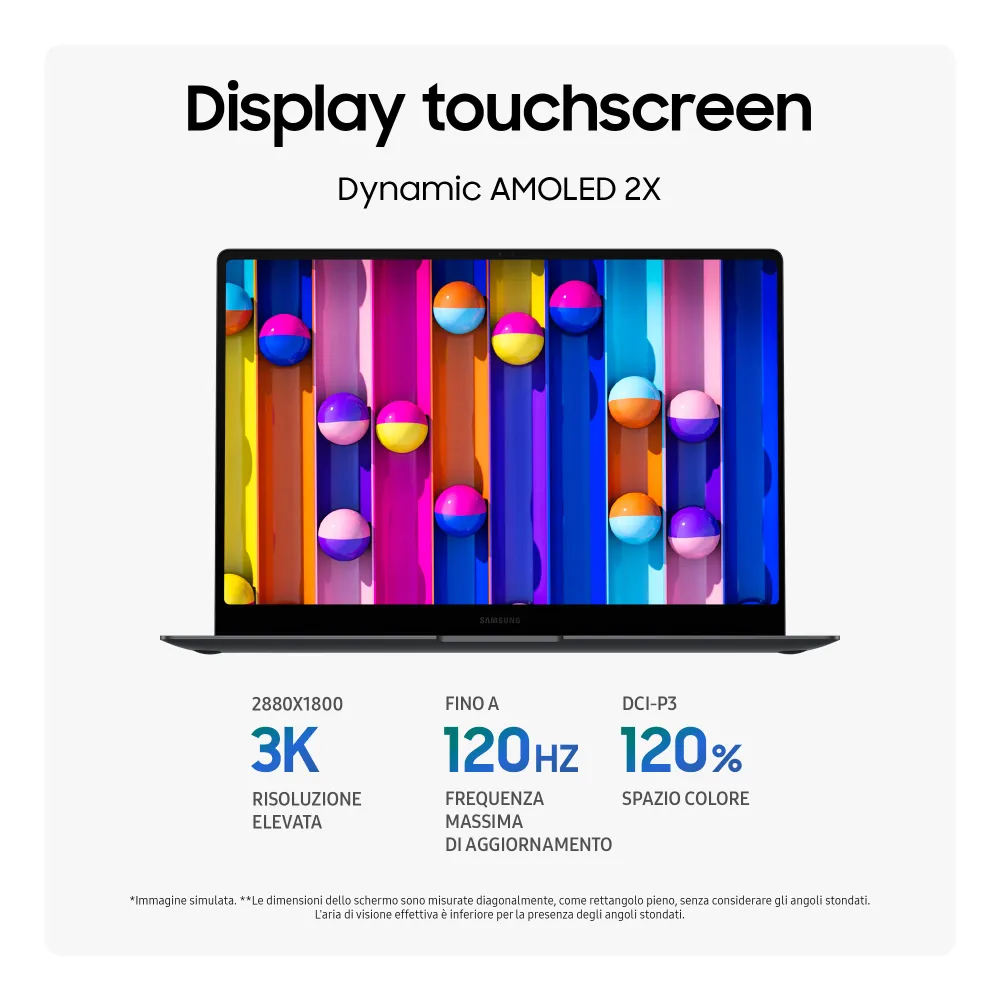 Samsung Galaxy Book5 Pro Intel Core Ultra 7 256V Notebook (14") Touch screen WQXGA+ 16 GB LPDDR5x-SDRAM 512 GB SSD Wi-Fi 7 (802.11be) Windows 11 Home Grigio