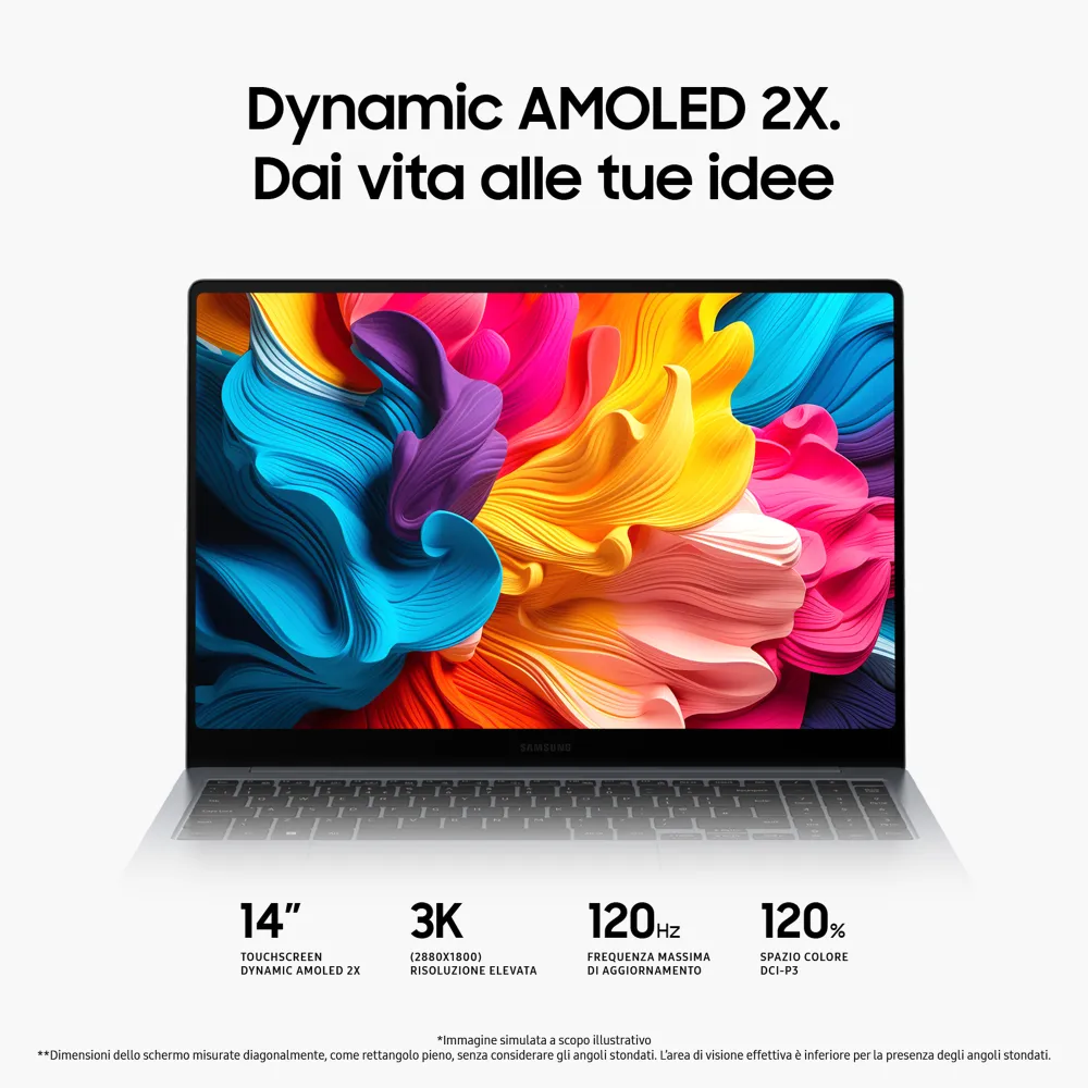 Samsung Galaxy Book4 Pro Intel Core Ultra 7 155H Notebook 35,6 cm (14") Touch screen WQXGA+ 16 GB LPDDR5x-SDRAM 1 TB SSD Wi-Fi 6E (802.11ax) Windows 11 Pro Grigio