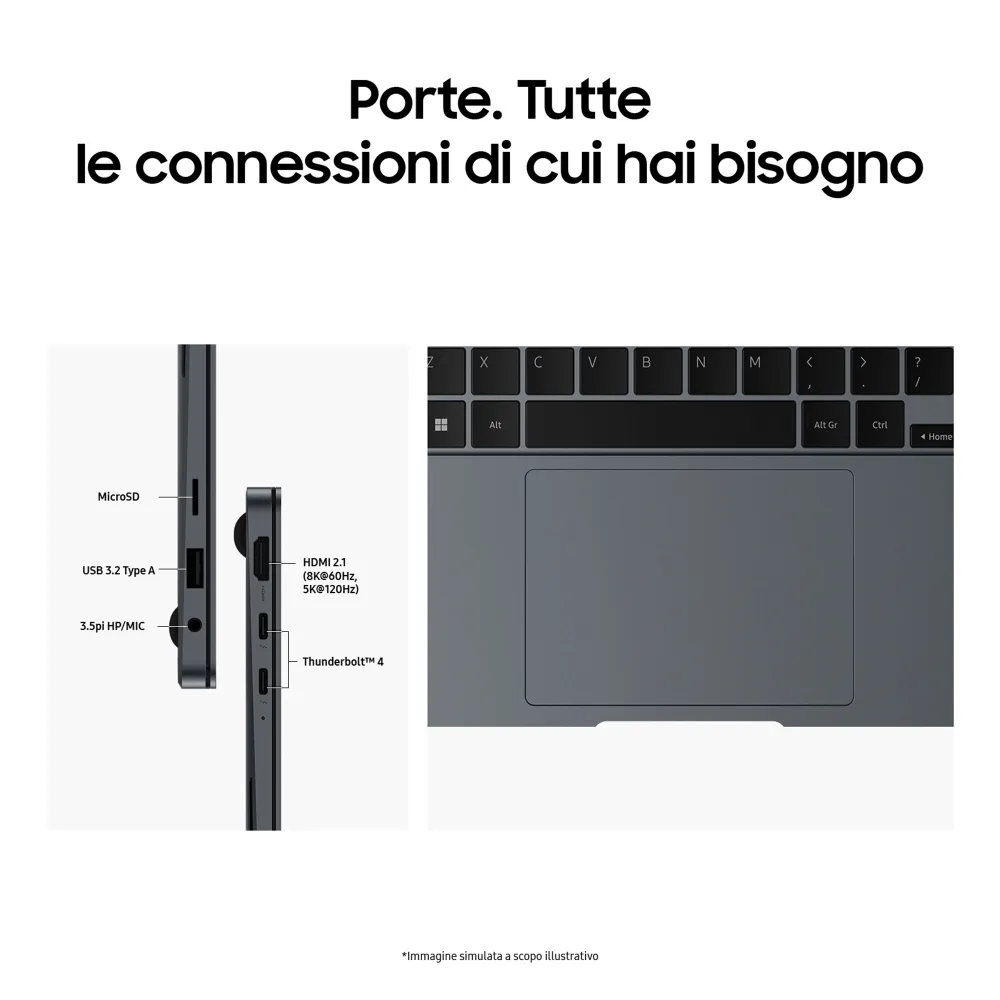 Samsung Galaxy Book4 Pro Intel Core Ultra 7 155H Notebook 35,6 cm (14") Touch screen WQXGA+ 16 GB LPDDR5x-SDRAM 1 TB SSD Wi-Fi 6E (802.11ax) Windows 11 Pro Grigio