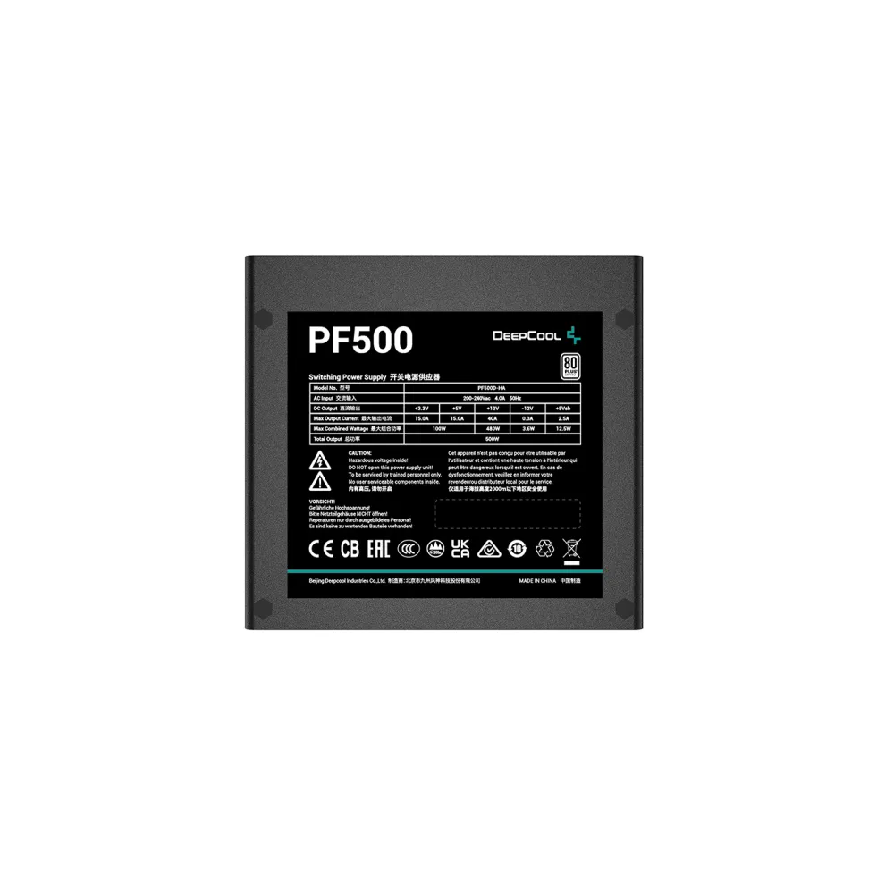 DeepCool PF500 alimentatore per computer 500 W 20+4 pin ATX Nero
