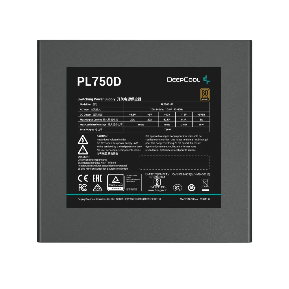 DeepCool PL750D Alimentatore  750W ATX 80 PLUS Bronze Nero