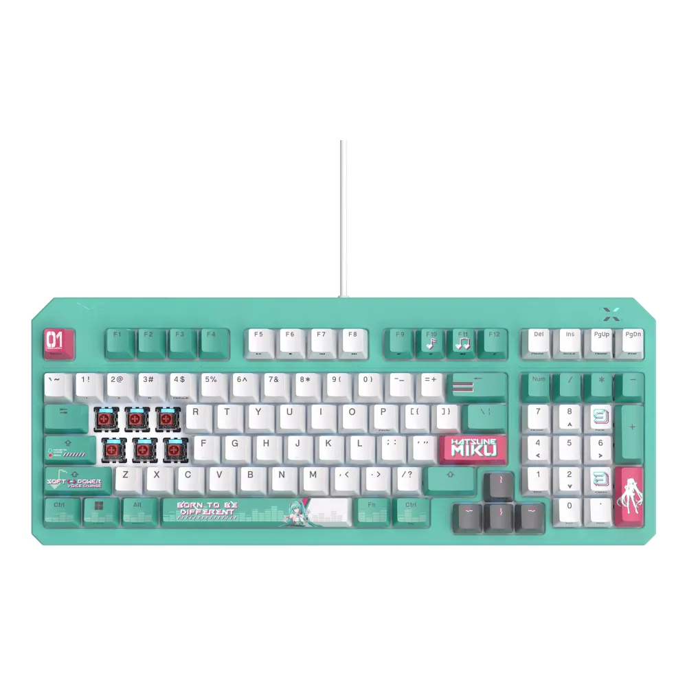 Asus TUF Gaming K3 Gen II Hatsune Miku Edition - Tastiera Ottico-Meccanica Layout US, Edizione Limitata Miku, PBT Keycaps
