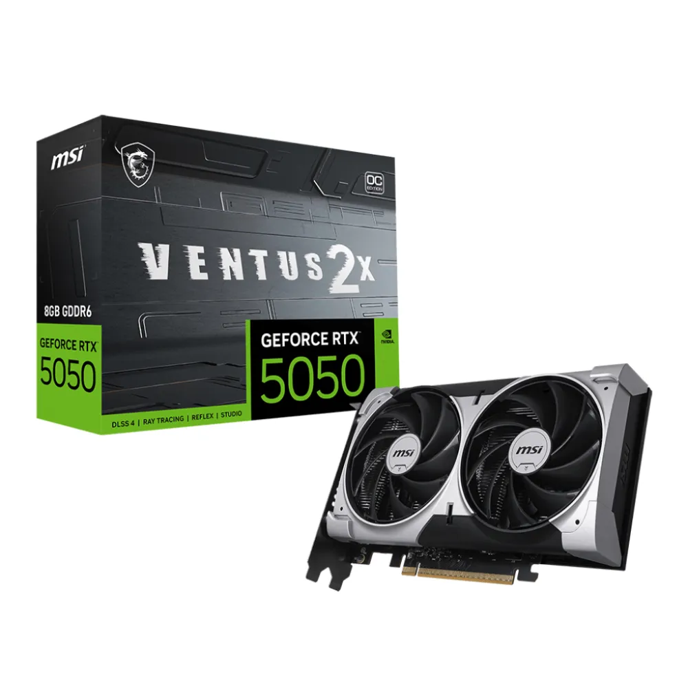 MSI GEFORCE RTX 5050 8G VENTUS 2X OC scheda video NVIDIA 8 GB GDDR6, 7680 x 4320 Pixel 128 bit 20 Gbit/s PCI Express x16 5.0, Porte HDMI: 1, DisplayPorts: 3