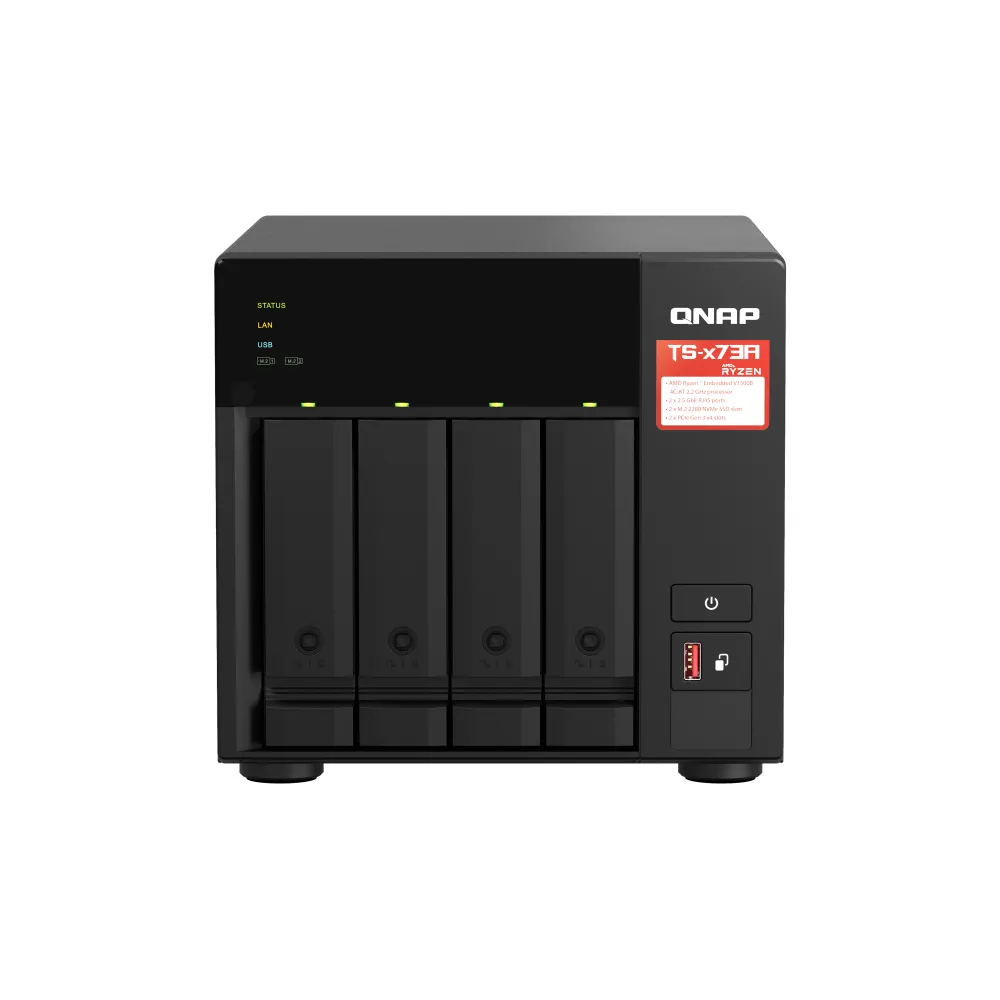 QNAP TS-473A + QSW-1105-5T Bundle Pack NAS Tower Ryzen™ Embedded V1500B 8 GB DDR4 QNAP Turbo System Nero