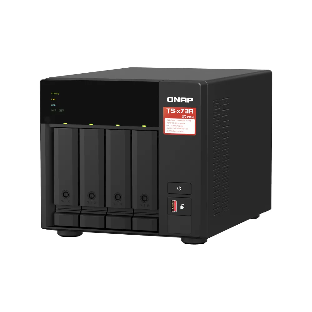 QNAP TS-473A + QSW-1105-5T Bundle Pack NAS Tower Ryzen™ Embedded V1500B 8 GB DDR4 QNAP Turbo System Nero
