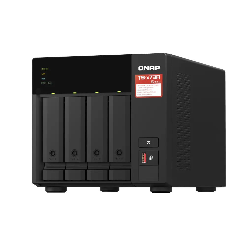 QNAP TS-473A + QSW-1105-5T Bundle Pack NAS Tower Ryzen™ Embedded V1500B 8 GB DDR4 QNAP Turbo System Nero