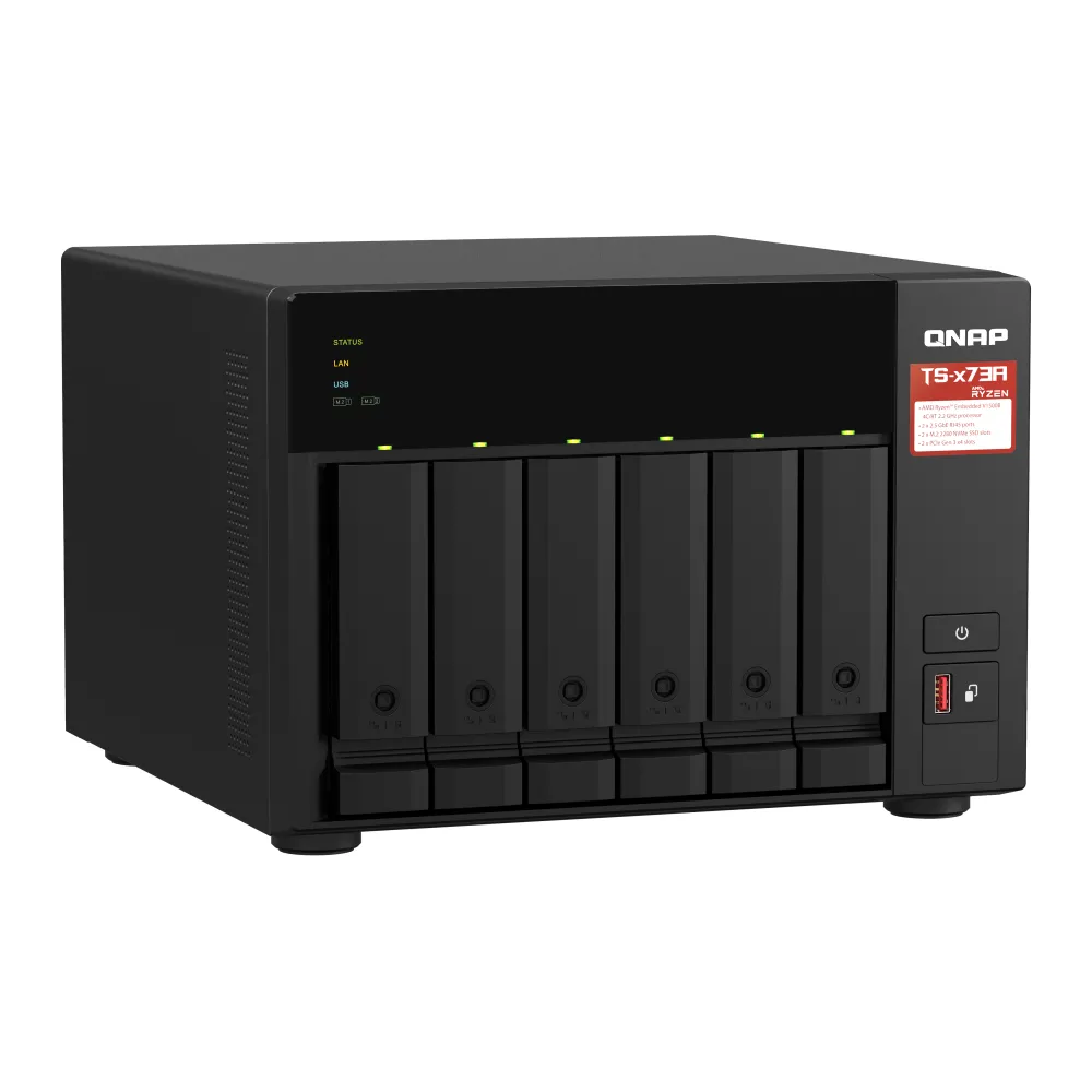 QNAP TS-673A NAS Tower AMD Ryzen™ V1500B 8 GB DDR4 QNAP Turbo System Nero