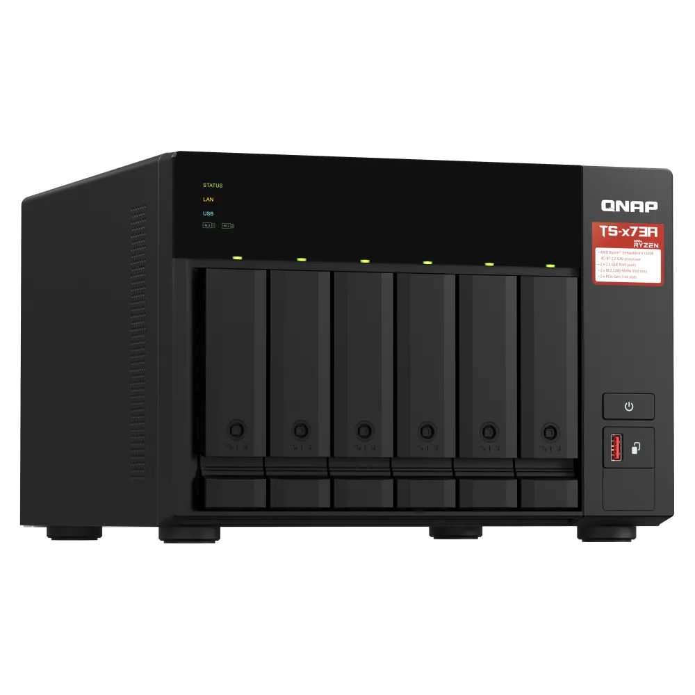 QNAP TS-673A NAS Tower AMD Ryzen™ V1500B 8 GB DDR4 QNAP Turbo System Nero