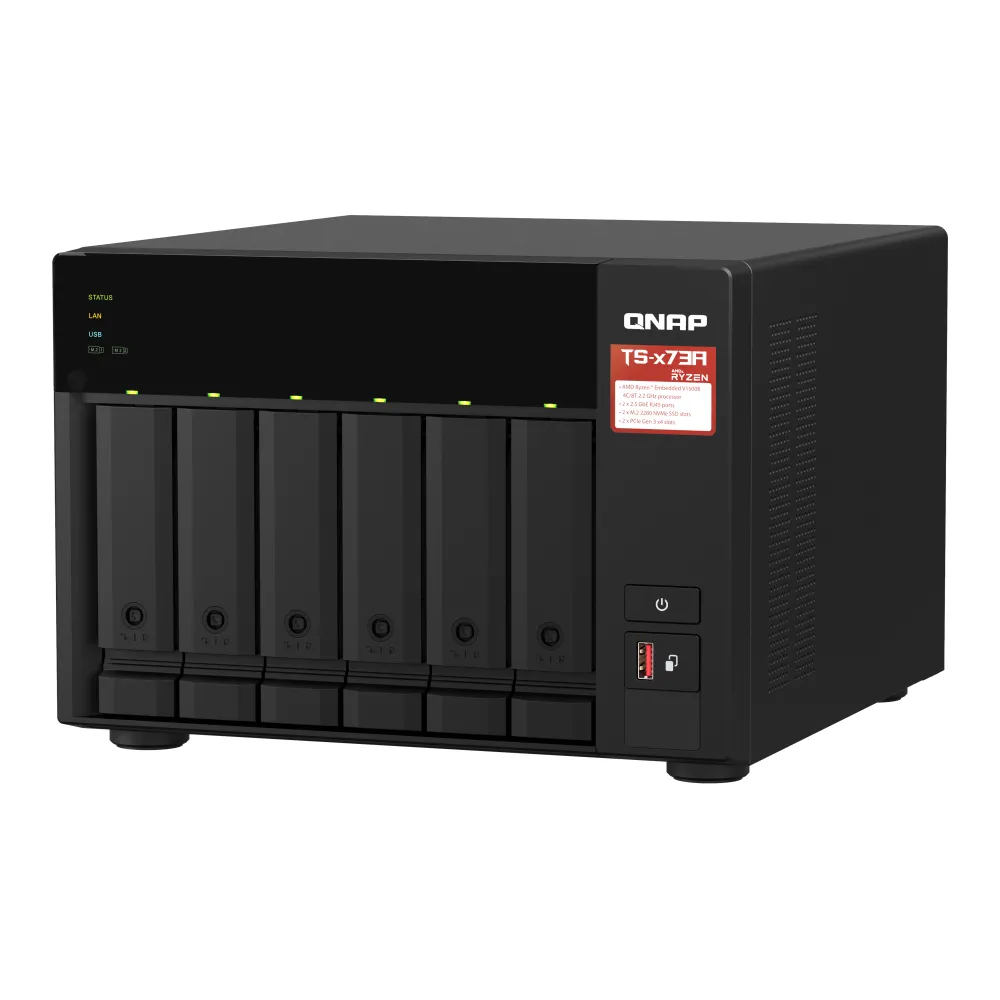 QNAP TS-673A NAS Tower AMD Ryzen™ V1500B 8 GB DDR4 QNAP Turbo System Nero