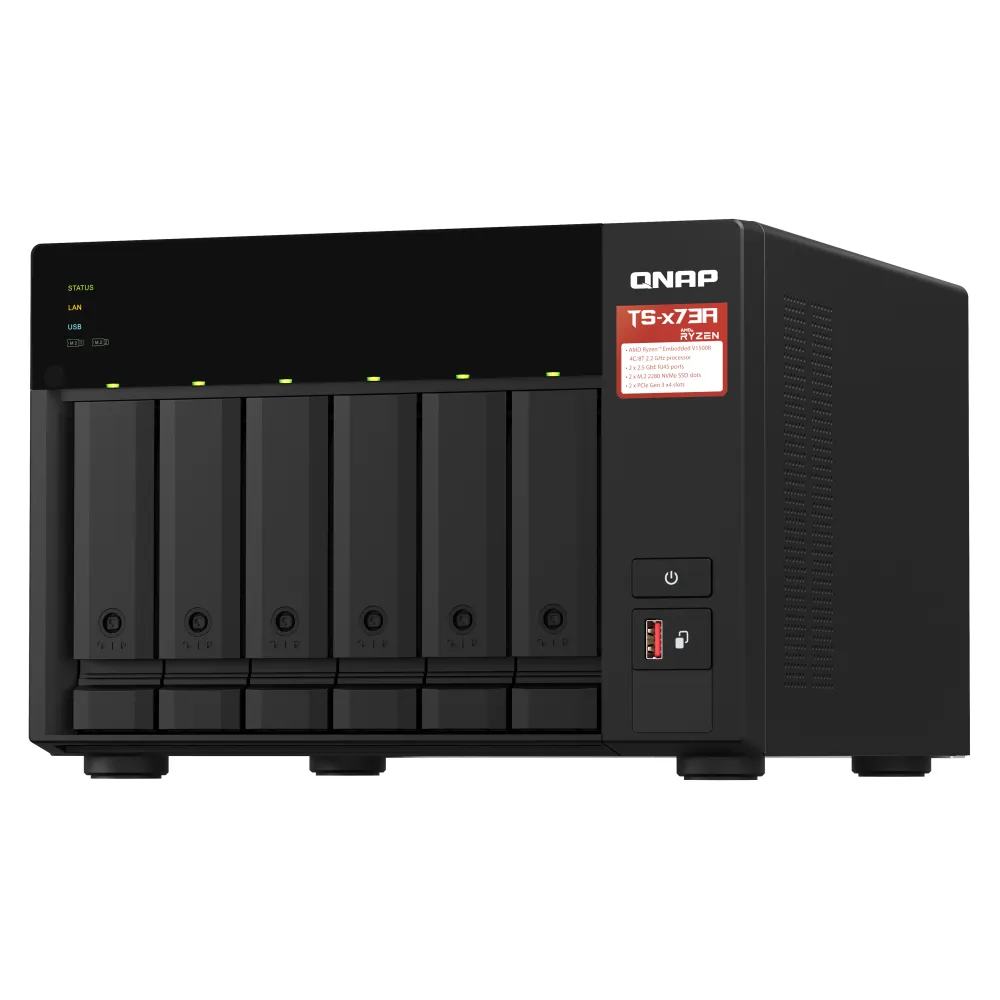 QNAP TS-673A NAS Tower AMD Ryzen™ V1500B 8 GB DDR4 QNAP Turbo System Nero