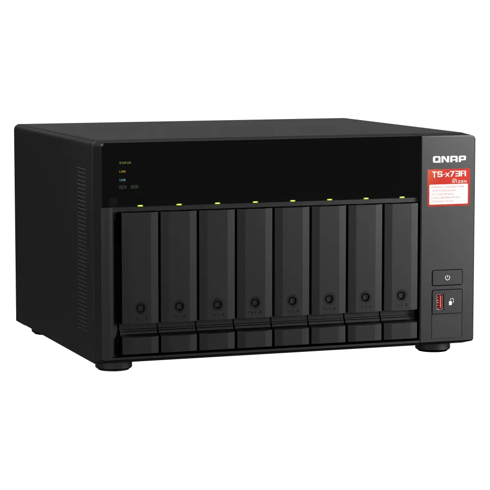QNAP TS-873A NAS Tower Ryzen™ Embedded V1500B 8 GB DDR4 QNAP Turbo System Nero