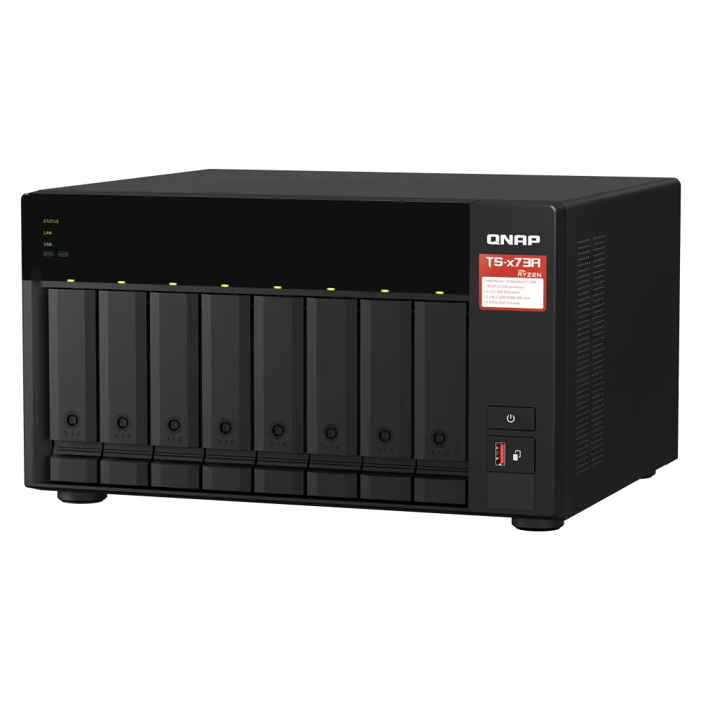 QNAP TS-873A NAS Tower Ryzen™ Embedded V1500B 8 GB DDR4 QNAP Turbo System Nero