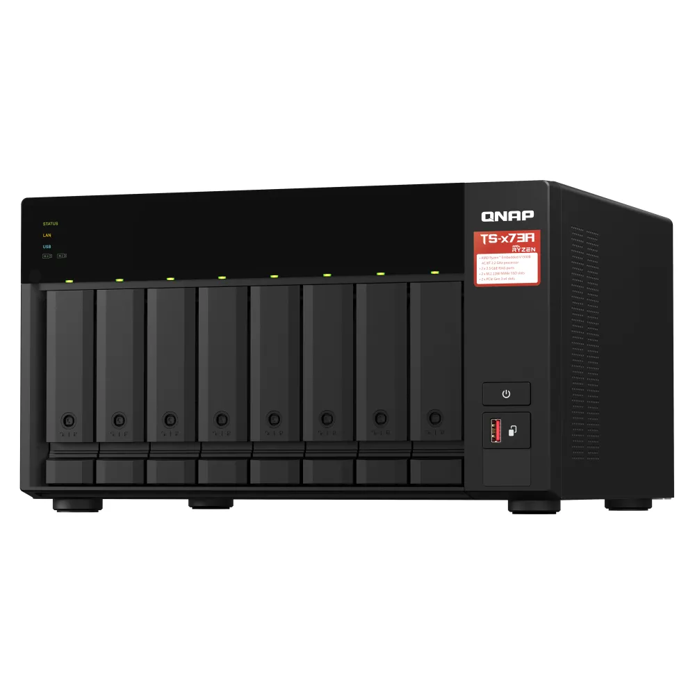 QNAP TS-873A NAS Tower Ryzen™ Embedded V1500B 8 GB DDR4 QNAP Turbo System Nero