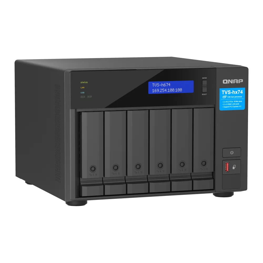 QNAP TVS-H674 NAS Tower Intel® Core™ i5-12400 32 GB DDR4 QuTS hero Nero