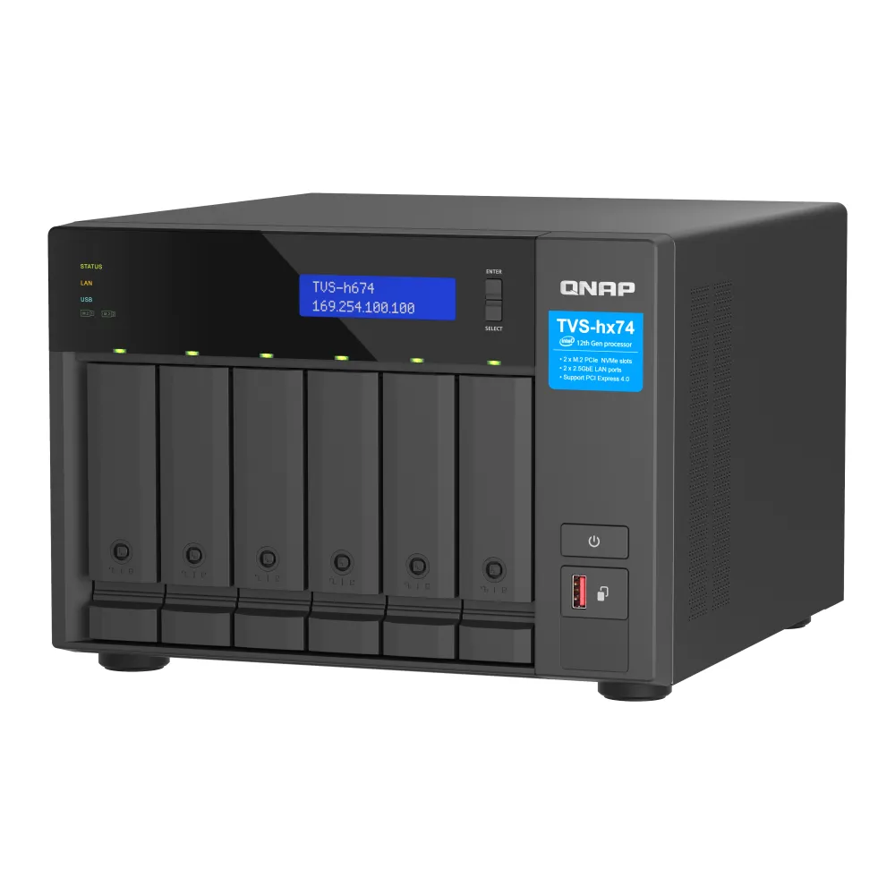 QNAP TVS-H674 NAS Tower Intel® Core™ i5-12400 32 GB DDR4 QuTS hero Nero