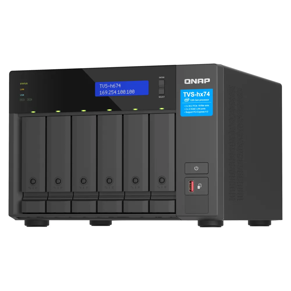 QNAP TVS-H674 NAS Tower Intel® Core™ i5-12400 32 GB DDR4 QuTS hero Nero