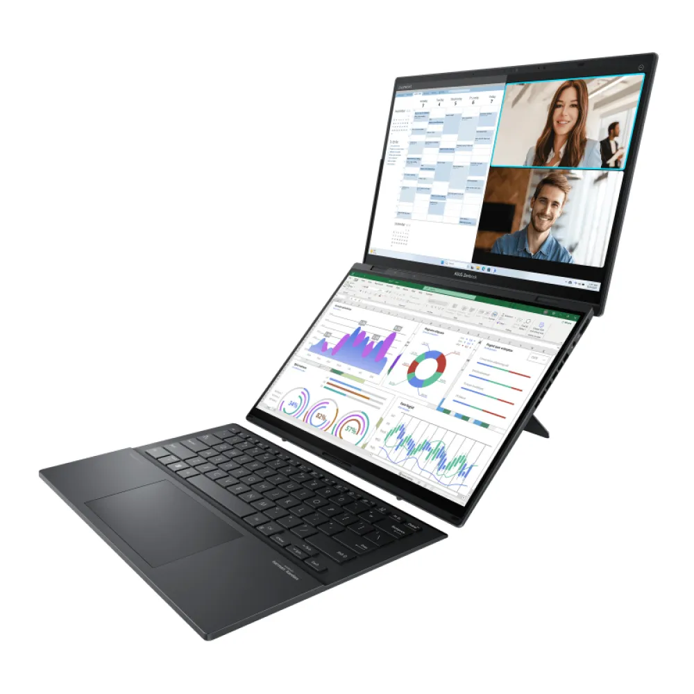 ASUS Zenbook Duo UX8406 Intel Core Ultra 7 155H Notebook 35,6 cm (14") Touch screen 3K 32 GB LPDDR5x-SDRAM 1 TB SSD Wi-Fi 6E (802.11ax) Windows 11 Pro Grigio