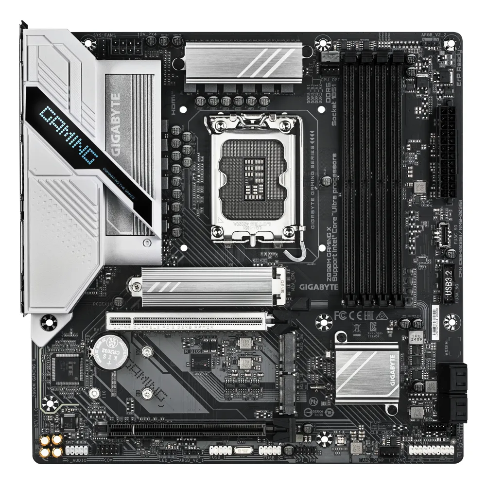 GIGABYTE Scheda madre Z890M GAMING X - Supporta CPU Intel Core Ultra (Serie 2), 8+1+2 fasi VRM, fino a 8800MHz DDR5 (OC), 1xPCIe 5.0 + 2xPCIe 4.0, LAN 2.5GbE, USB 3.2 Gen 1
