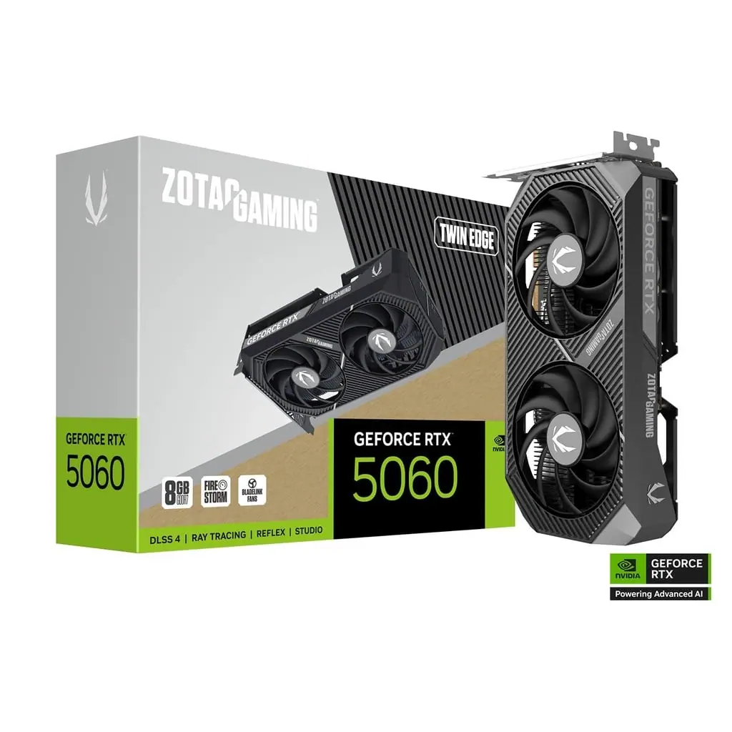 Zotac GAMING GeForce RTX 5060 Twin Edge NVIDIA 8 GB GDDR7, 7680 x 4320 Pixel 128 bit 28 Gbit/s PCI Express x8 5.0, Quantità porte HDMI: 1, DisplayPorts: 3