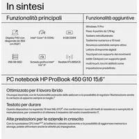 HP ProBook 450 G10 Intel® Core™ i5-1334U Notebook 39,6 cm (15.6") Full HD 8 GB DDR4-SDRAM 256 GB SSD Wi-Fi 6E (802.11ax) Windows 11 Pro Argento