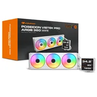 Cougar Poseidon Vistek Pro 360 - AIO, LGA1851-1700-1200-AM5-AM4, Radiatore 360mm, ARGB, Bianco, Display IPS