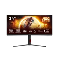 Monitor AOC G4 CU34G4, Display (34") 3440 x 1440 Pixel Wide Quad HD LED Nero, Rosso