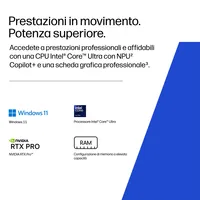 HP ZBook 8 G2i - Display 14" WUXGA, Intel Core Ultra 7 366H, 32GB RAM, 1TB SSD, NVIDIA RTX PRO 500, Windows 11 Pro, AI PC, Argento