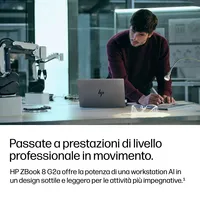 HP ZBook 8 G2a - Display 16" WUXGA, AMD Ryzen AI 7 PRO 450, 32GB RAM, 1TB SSD, Windows 11 Pro, AI PC, Argento
