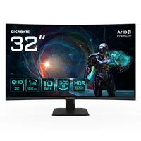 Monitor GIGABYTE GS32QCA, Display 31,5" Gaming Curvo QHD - 2560 x 1440, 180Hz, 1ms, 250 cd/m², FreeSync, HDR Ready, HDMI 2.0, Displayport 1.4