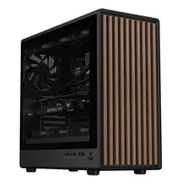 Case WOODY W2B - Gaming Tower- ATX- 4x14cm Black fan- 2xUSB3- Type-C- Wood Front- Darker Temp Glass Side Panel
